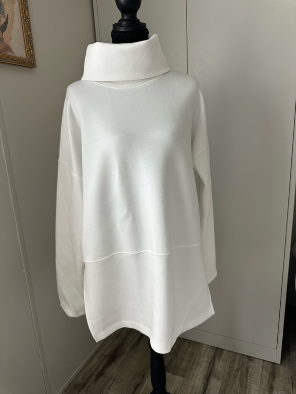 SPANX White Oversized Funnel Neck Sweater